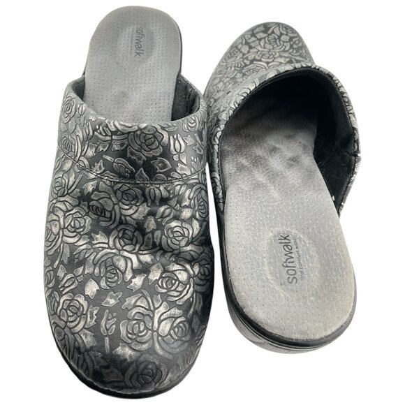 Softwalk Meredith‎ Metallic Leather Rose Design Women's Size 10M - Picture 1 of 10